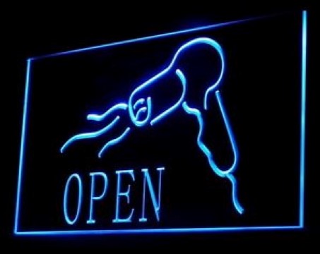 OPEN Hairdryer Hair Saloon LED Neon Sign